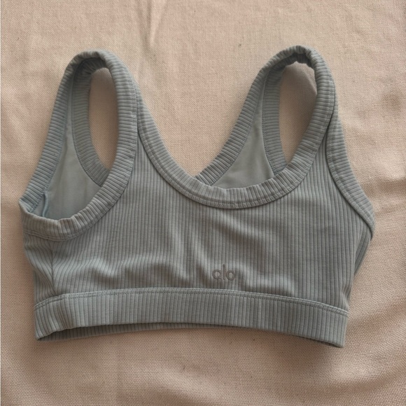 ALO Yoga Ribbed Gray Sports Bra - Picture 2 of 4
